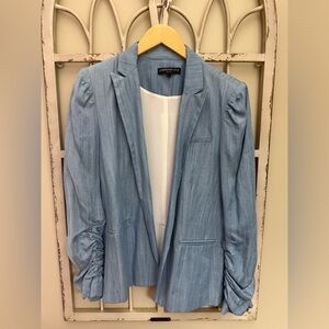 Generation Love Light Blue Ruched-Sleeve Blazer